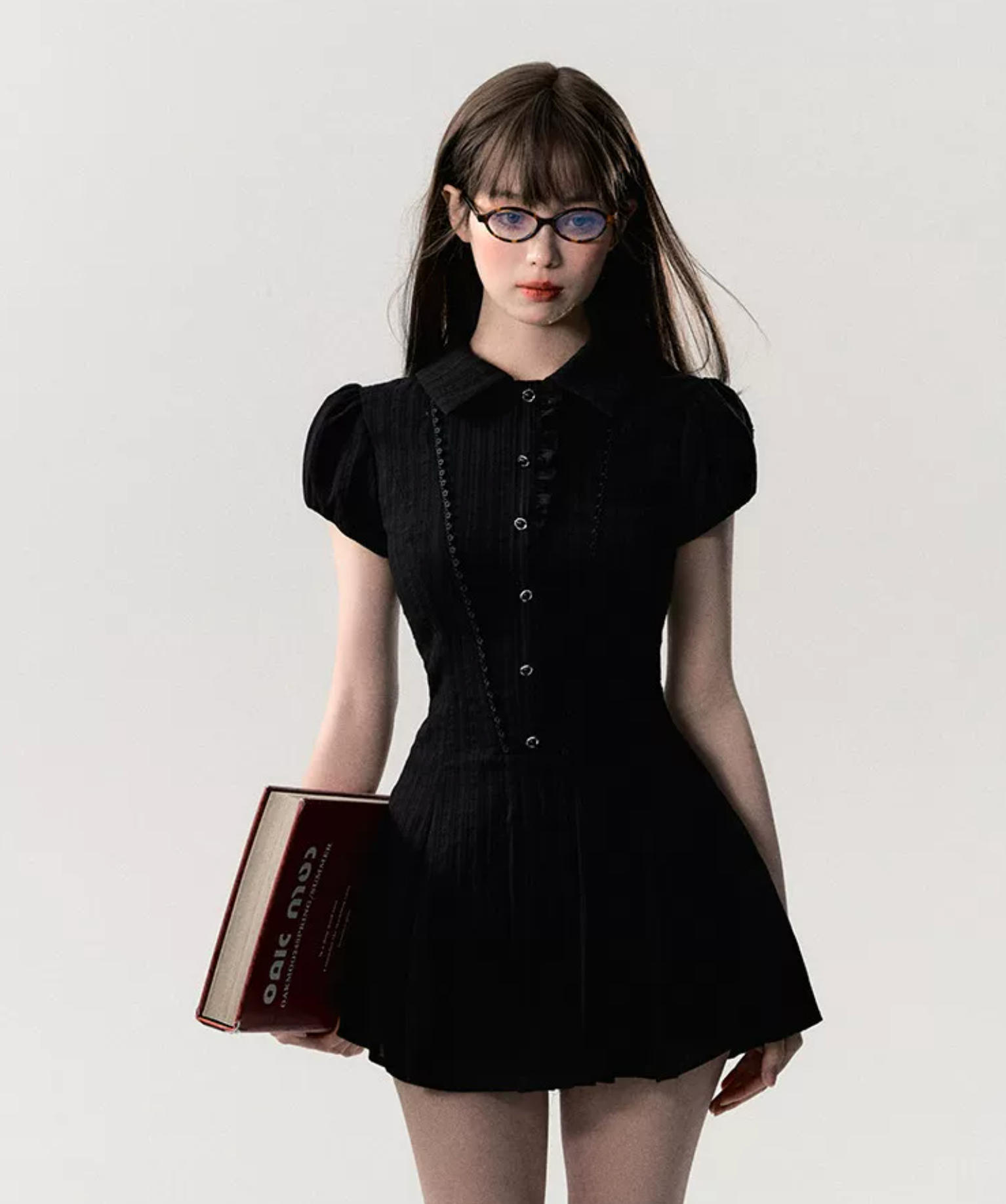OAKMOO "Waiting for you after class" dress, A-line skirt, short-sleeved shirt dress, work/student style