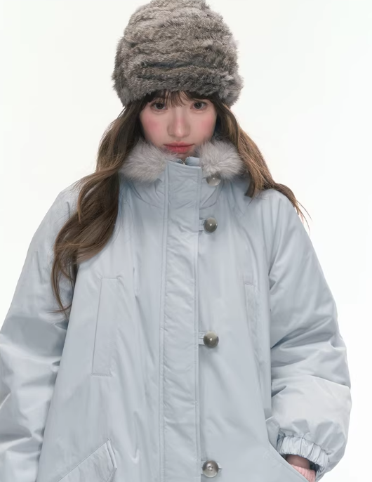 CANSTOREGIRLS National Standard Parker Flower Bud warm winter coat, in 'Light Blue Snow Whisper'