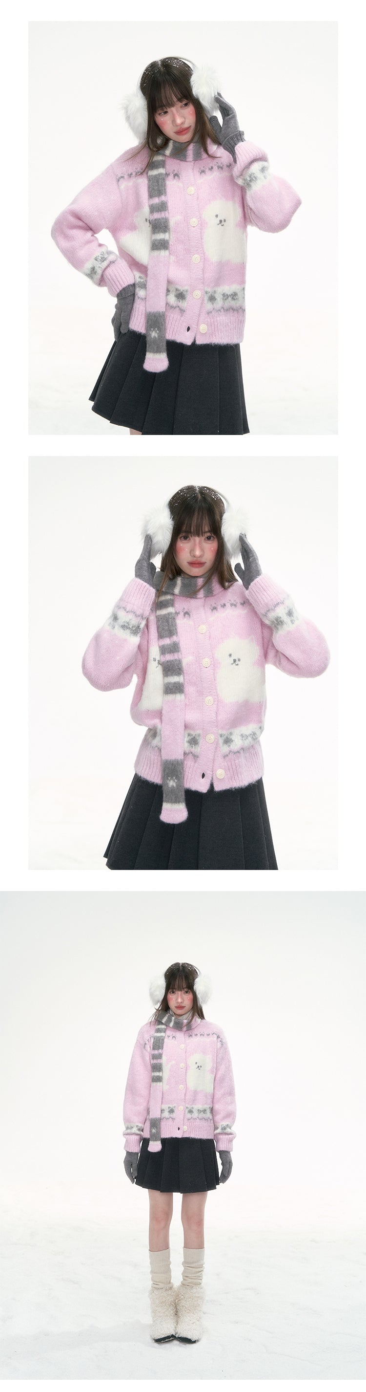 CANSTORE Canned Goods Store 'Cherry Blossom Cat Whispers' Warm and Soft Autumn/Winter Cardigan