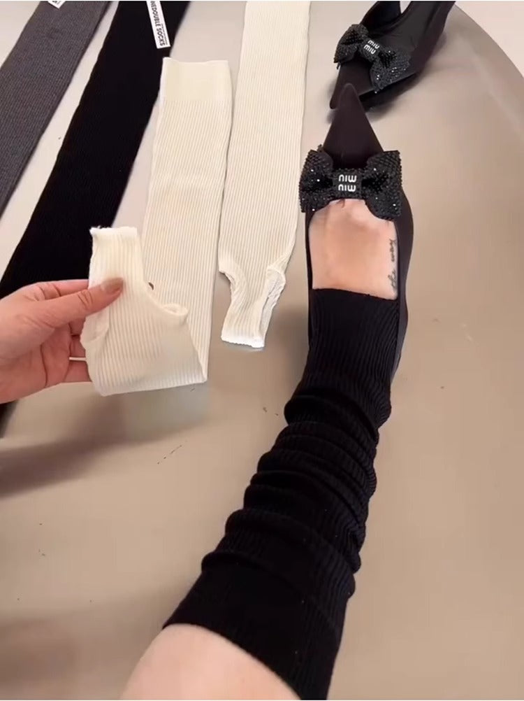 Ballet flat socks, women's summer thin socks, Miu white calf socks, spring and autumn long socks