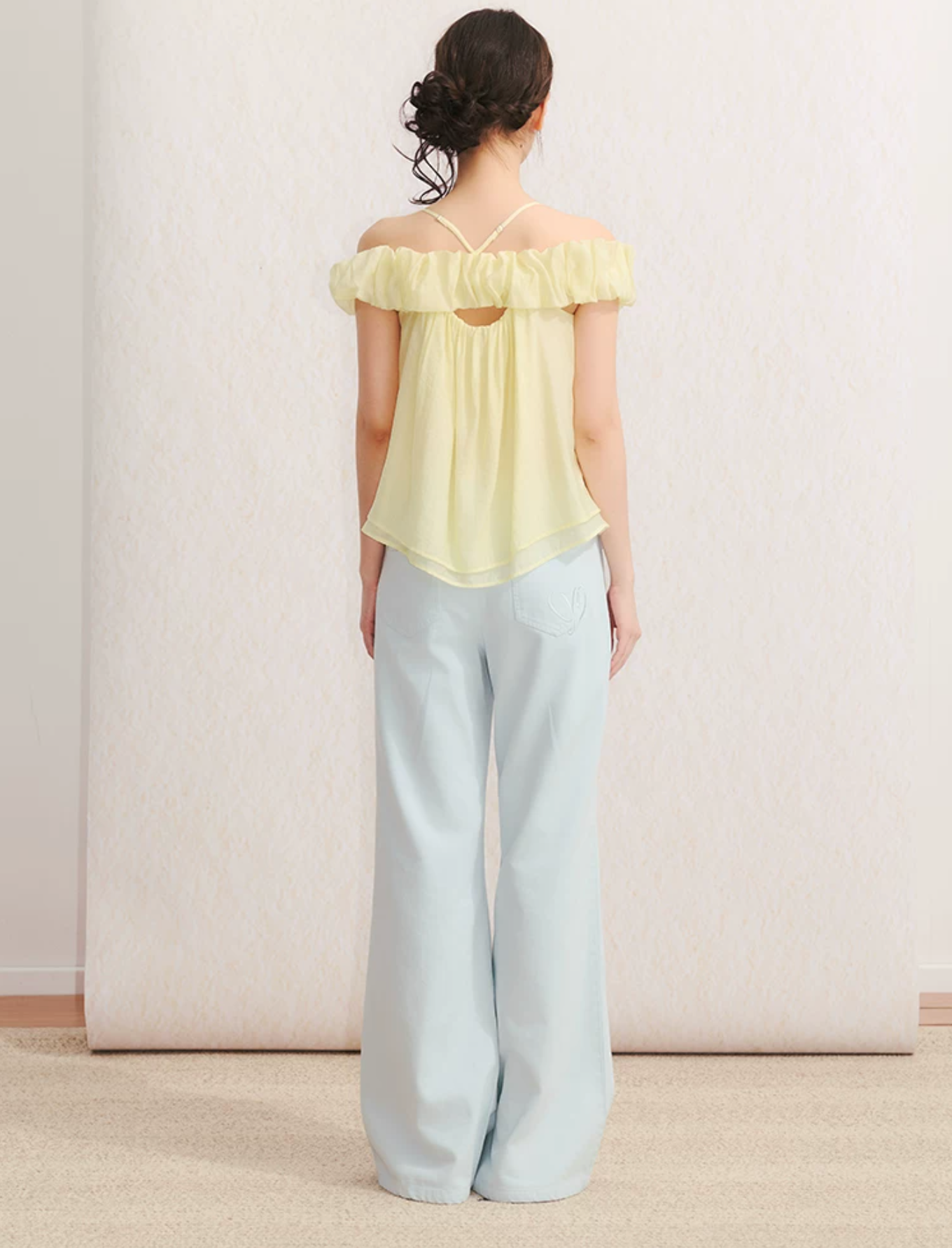 UMOUMO umoumo "Sea Salt Holiday" two-piece summer camisole with detachable short-sleeved pleated collar
