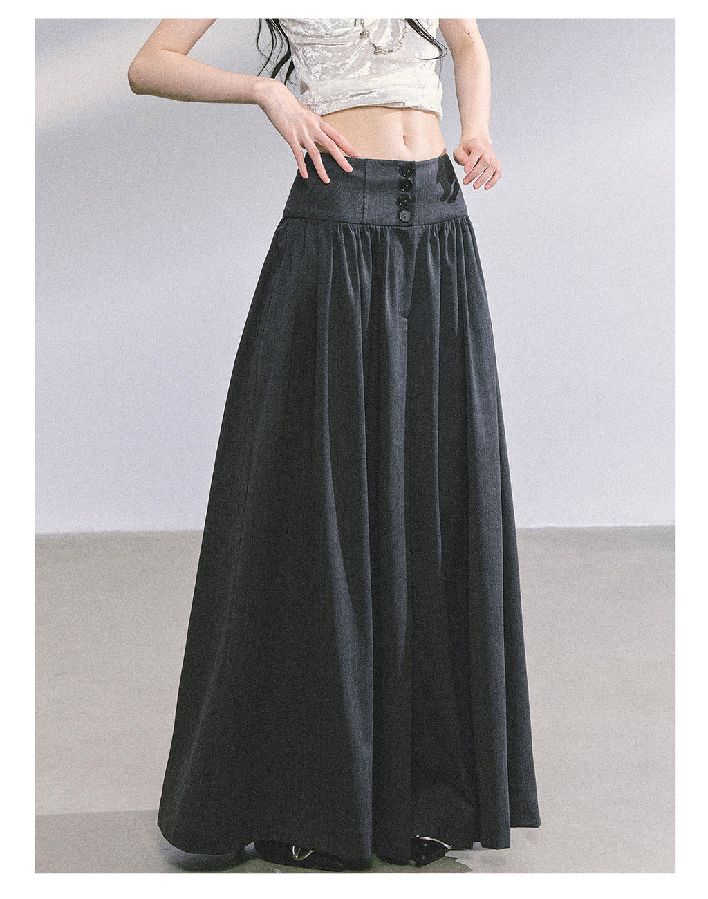 SHAOYEYAN Korean style comfortable wide leg pants for young women, loose straight leg pants, slim fit, gray long pants.
