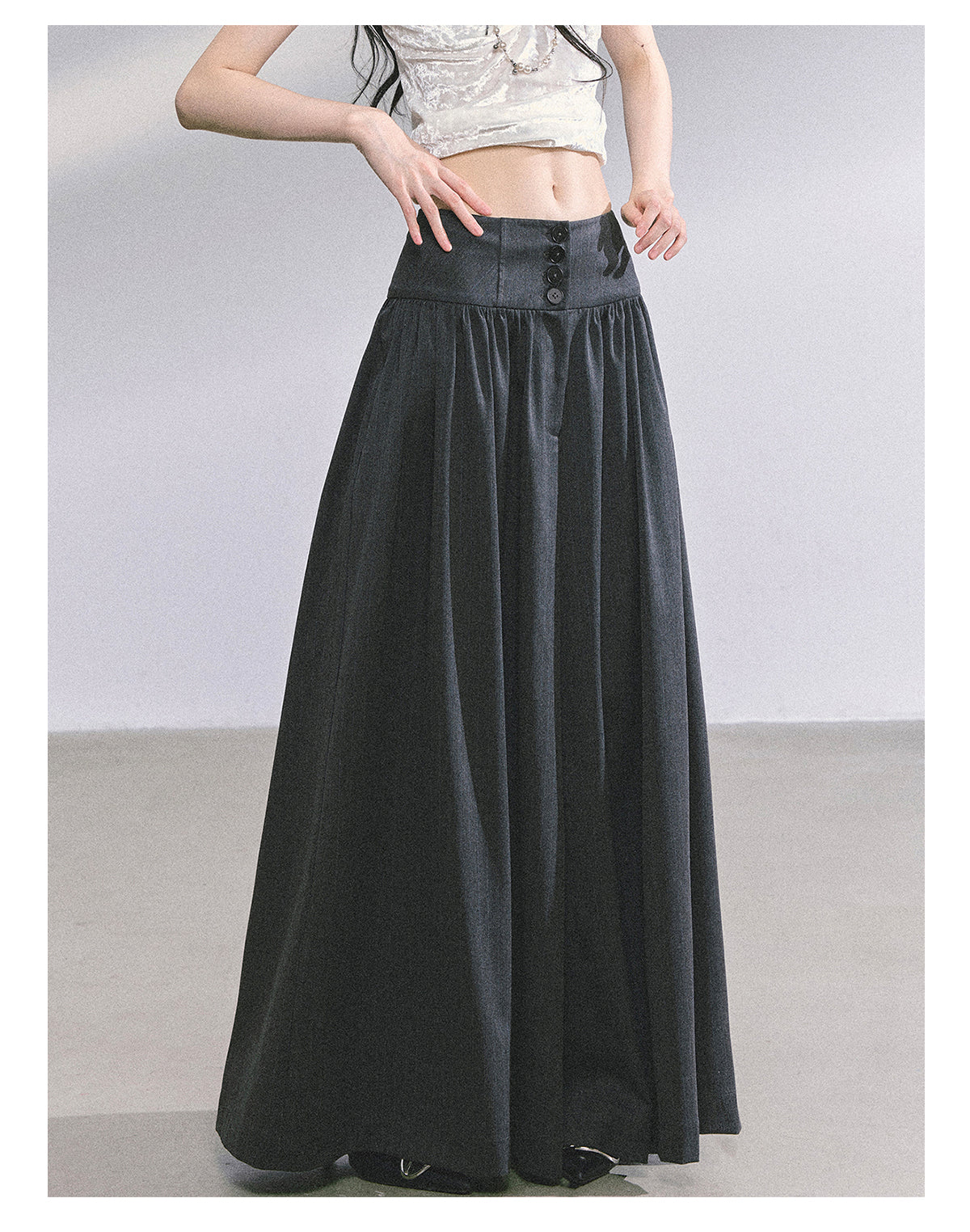 SHAOYEYAN Korean style comfortable wide leg pants for young women, loose straight leg pants, slim fit, gray long pants.