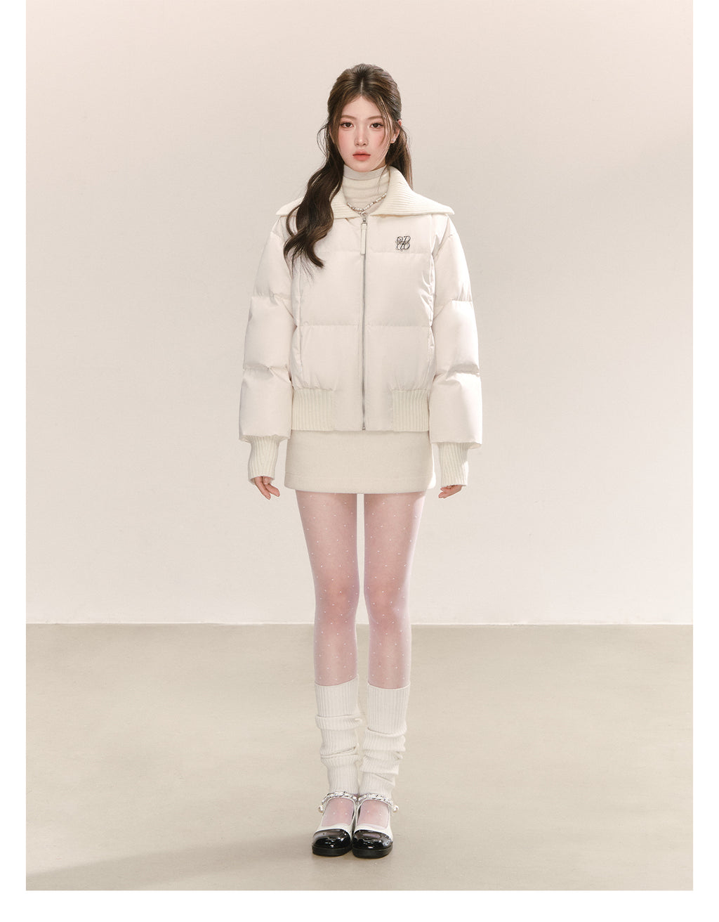QDQD Korean style design, lapel, white short down jacket, winter style, 90% white down, thick and warm women's coat.