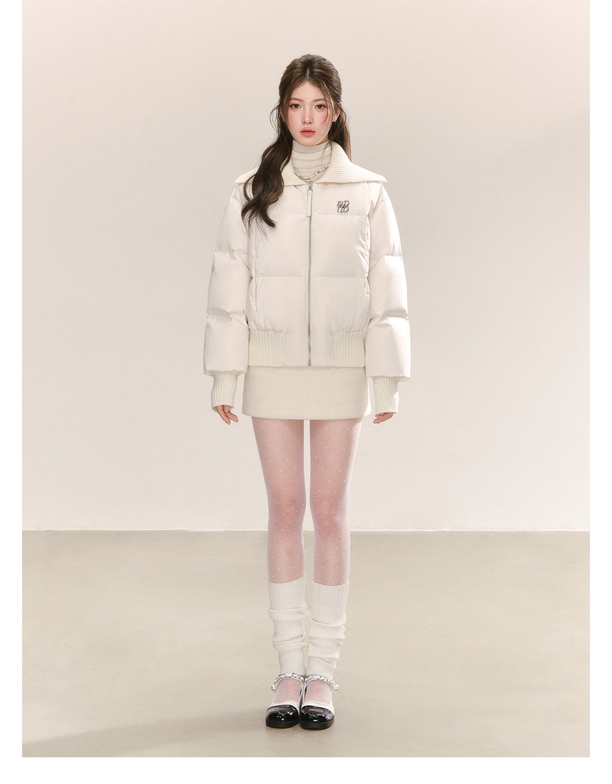 QDQD Korean style design, lapel, white short down jacket, winter style, 90% white down, thick and warm women's coat.
