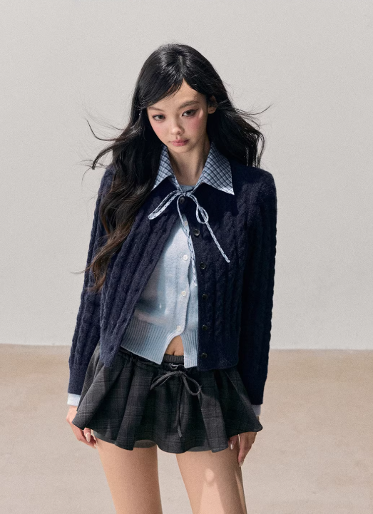 SHAOYEYAN Women's Two-Piece Faux Korean Style Knitted Cardigan Jacket for Winter