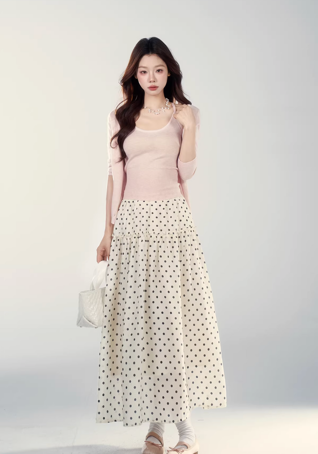Wildberry Black polka dot midi skirt