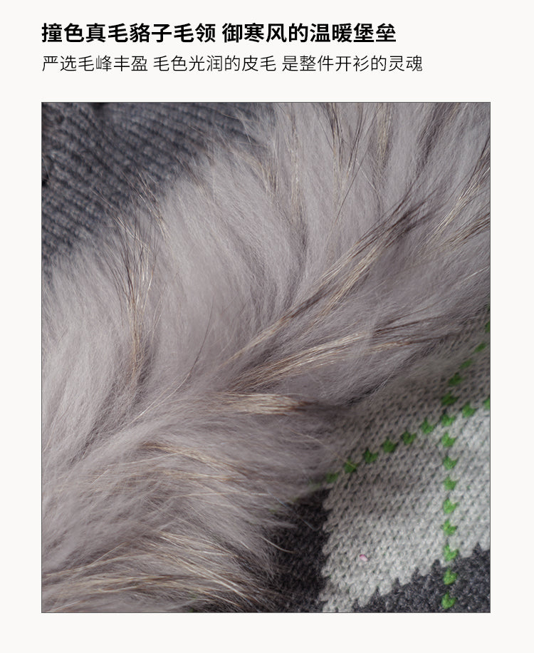 OAKMOO "Tangible Gift" - Women's Loose Cardigan with Raccoon Collar, Thick and Warm Coat.