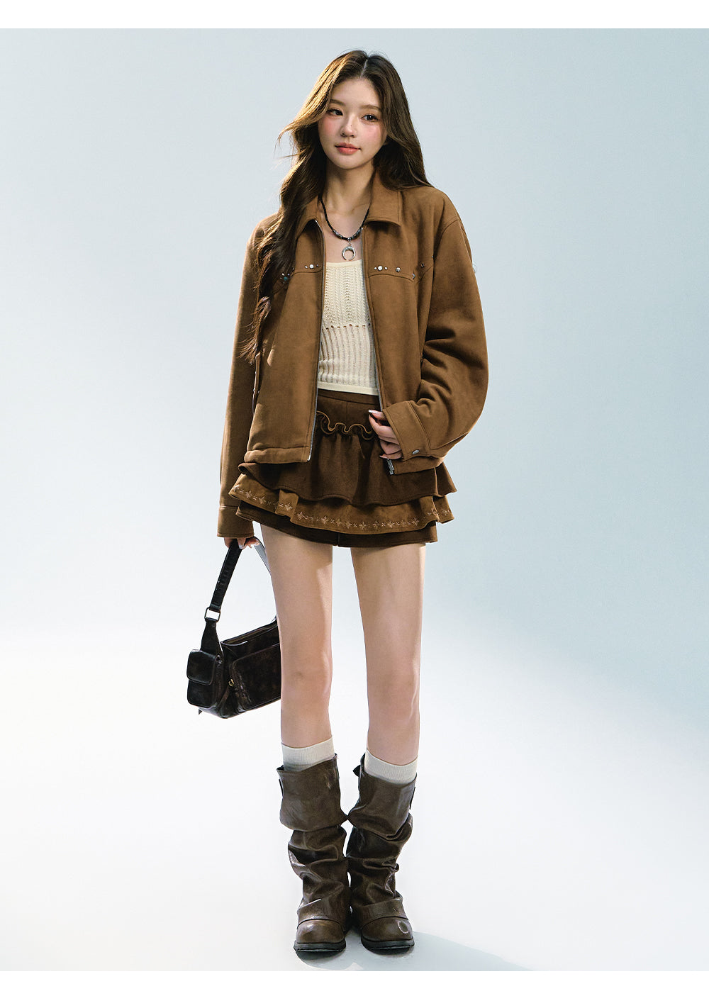 ABLUEBERRY Merlad Women's High Waisted Midi Dress, Autumn Design, Ruffled Tulle Skirt, Classic Short Skirt