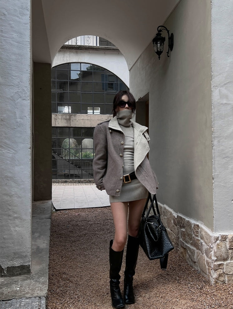 HYTEMOLY Modal Anti-pilling High Neck Stretchy Slim Fit Mini Dress for Women