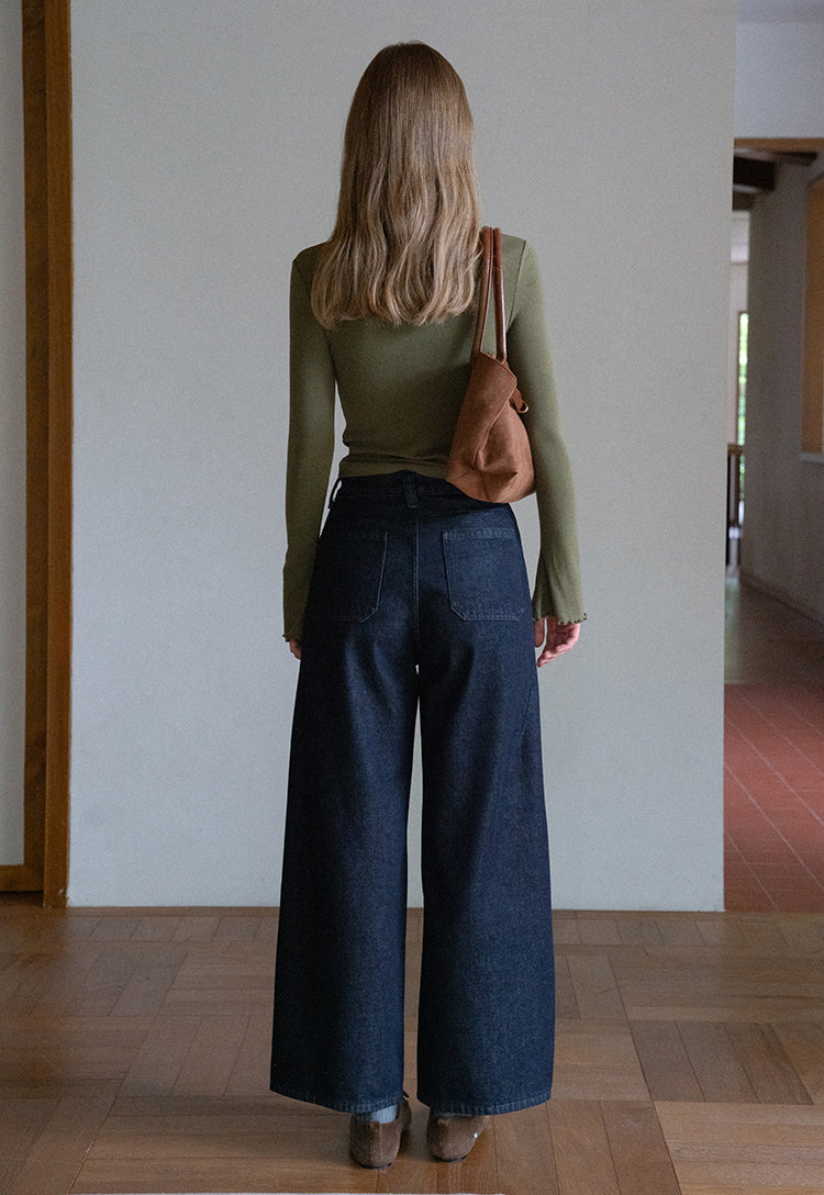 EGGKA Women's long-sleeved V-neck T-shirt with colored trim, new autumn design, slim fit, elegant waistline (sale)