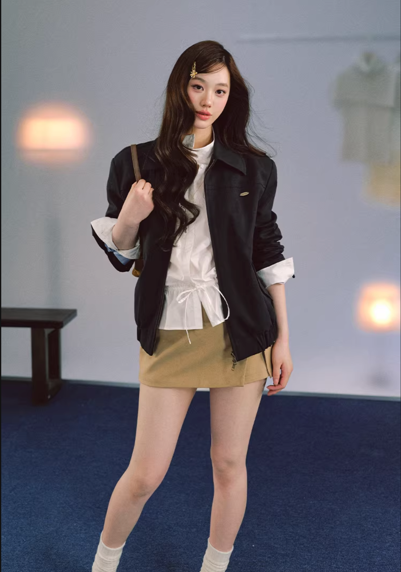 LaluneDuCiel High quality women's jacket made of pure cotton, simple, classic design, with shoulder pads