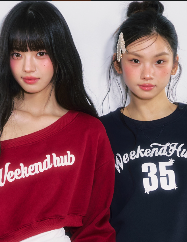 WEEKENDHUB Weekendhub new autumn style off shoulder sweatshirt two piece set for women, 2025 chic korean style blouse for petite people