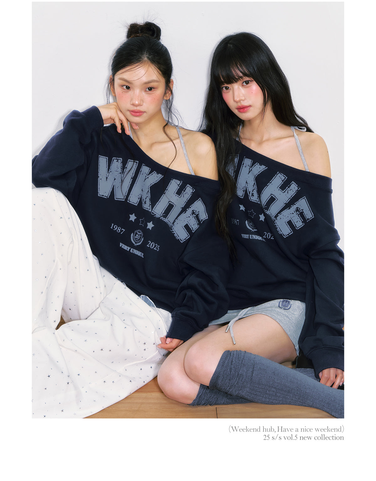 2025 new autumn and winter American style off-shoulder sweatshirt with long sleeves and clear collar Korean style WeekendHub