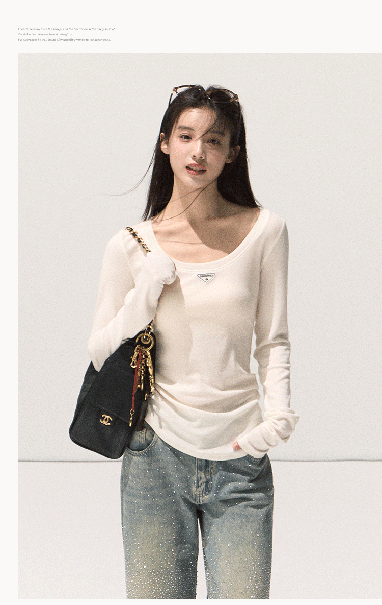 OAKMOO Tencel sweater with long sleeves, slim fit, U-neck (Sale)