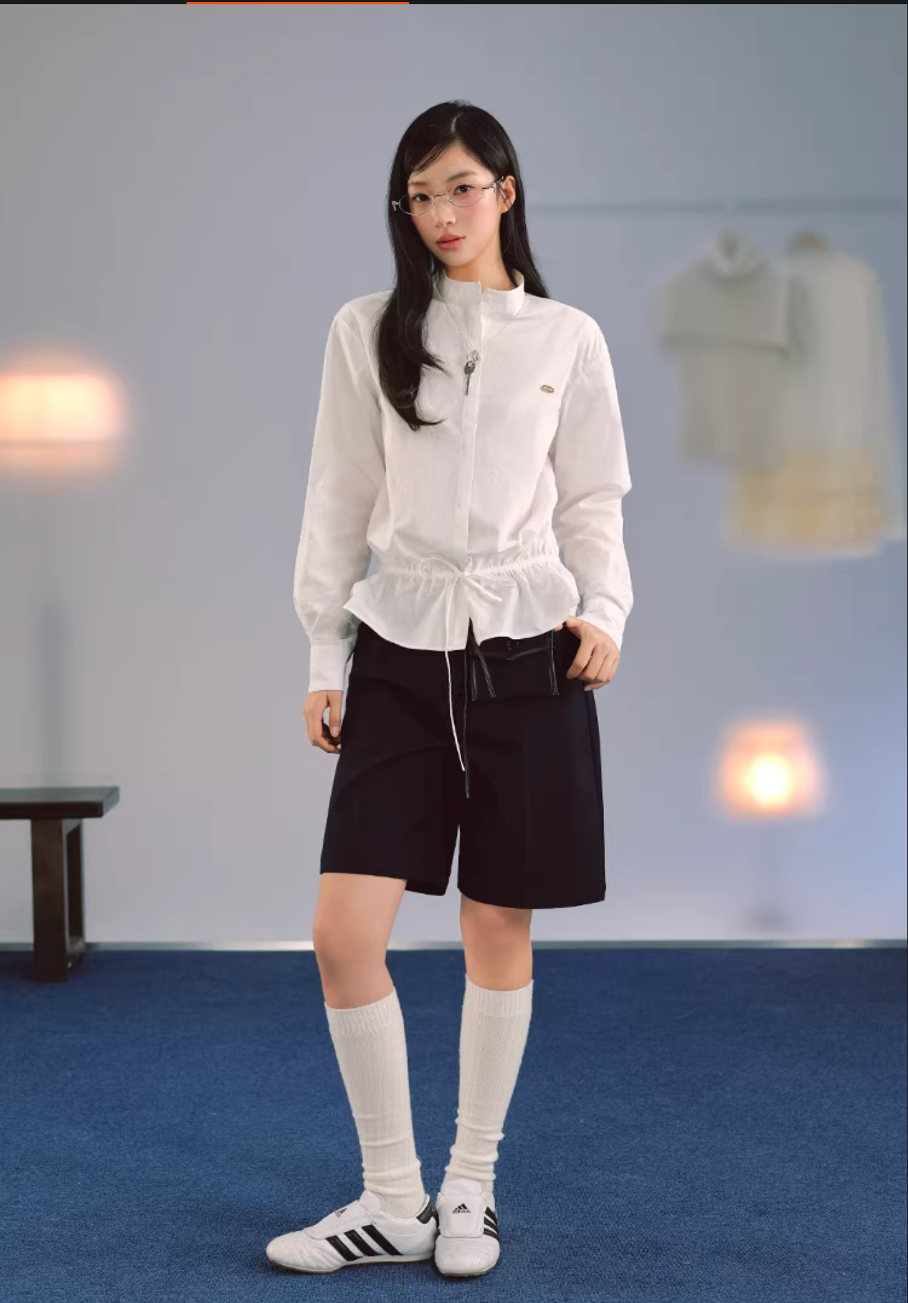 LaluneDuCiel Korean-style women's T-shirt made of pure cotton, loose, comfortable, with drawstring