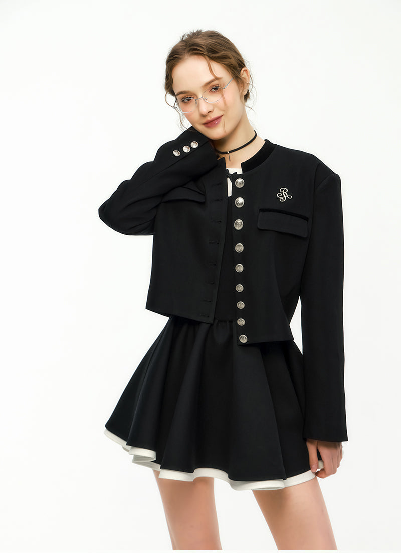 Genuine IKyou high-end black jacket for women spring, new style, IKYOU short slim vest