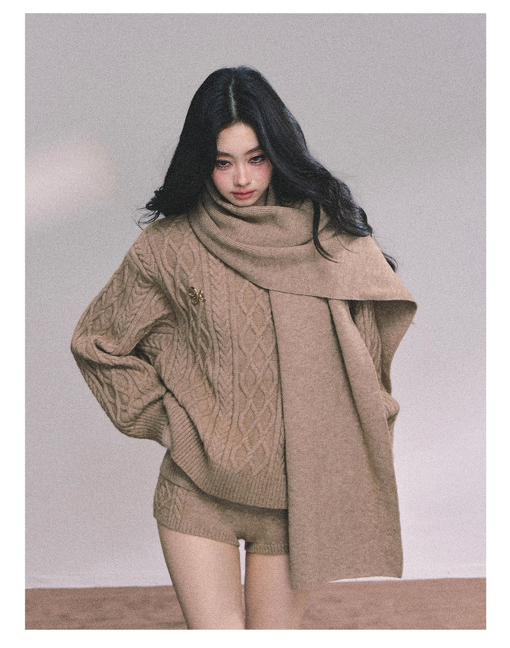 SHAOYEYAN Women's Korean Style "Zurich Student" Winter Cable Knitted Sweater Three-piece Set