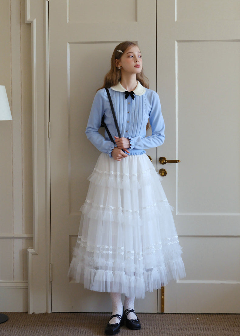 ISISLOVE Unique design, gorgeous white tulle midi skirt, super flowy and layered, perfect for fall.