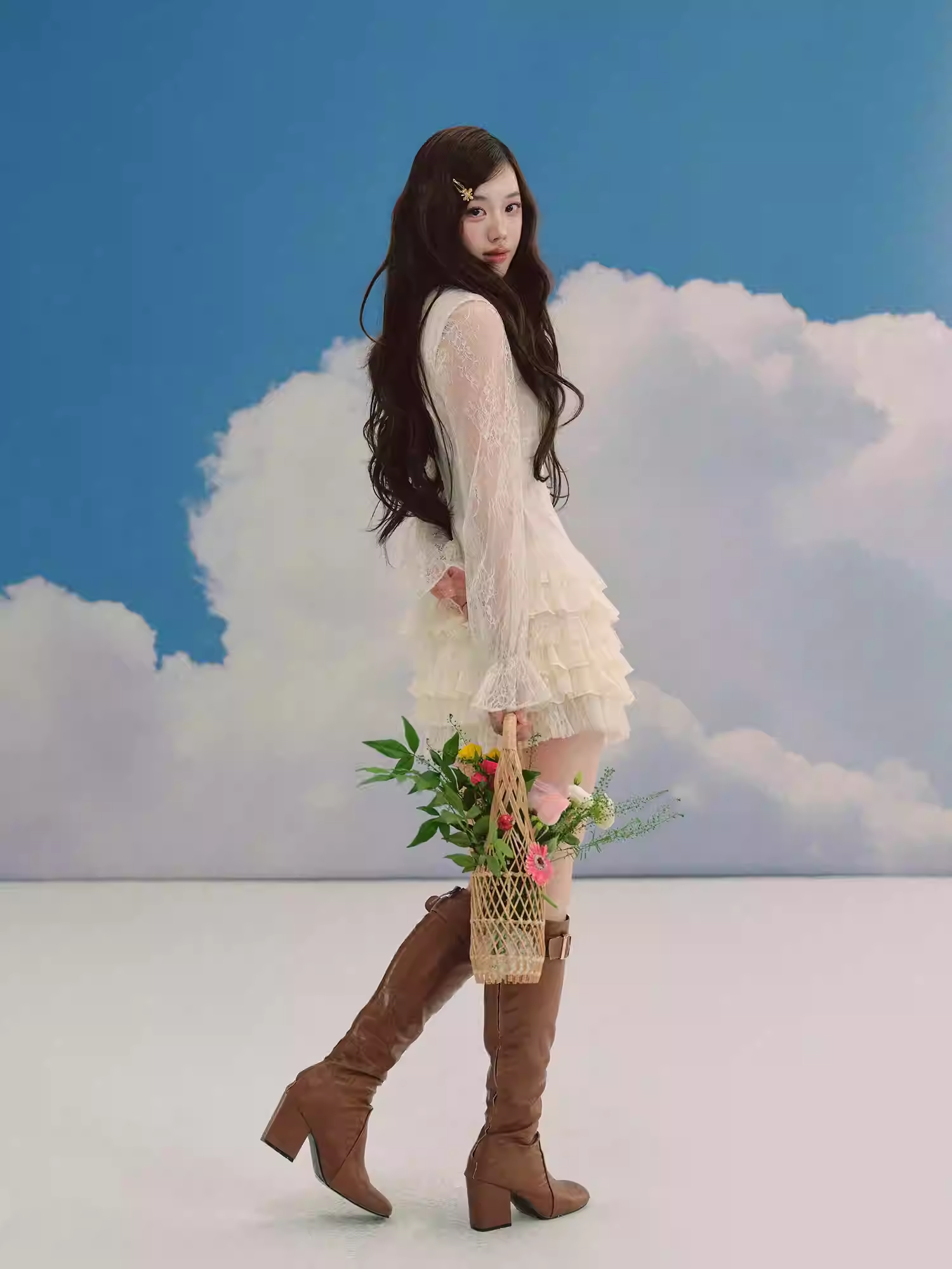 LALUNEDUCIEL Rose base, pure chiffon lace, gentle, sweet, suitable for women, spring