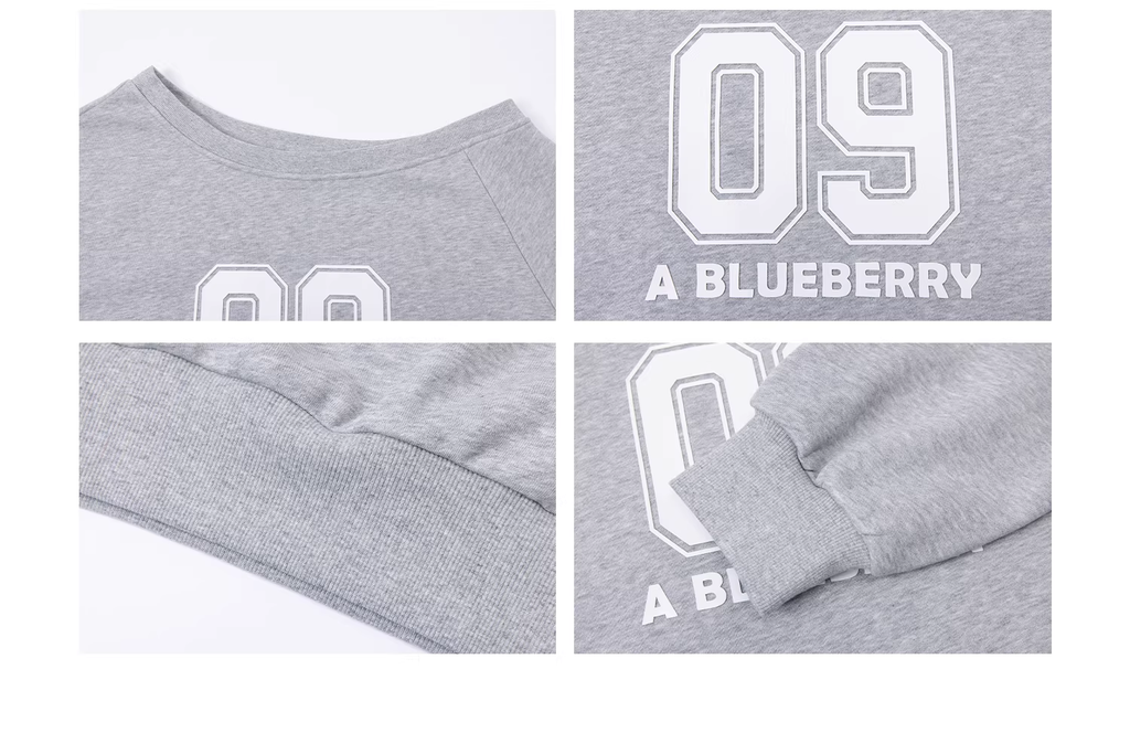 ABLUEBERRY off-shoulder sweatshirt with blueberry print, similar to Pei Jiaxin's style, and a polka dot sporty tank top for women, Spring/Summer 2026 collection.