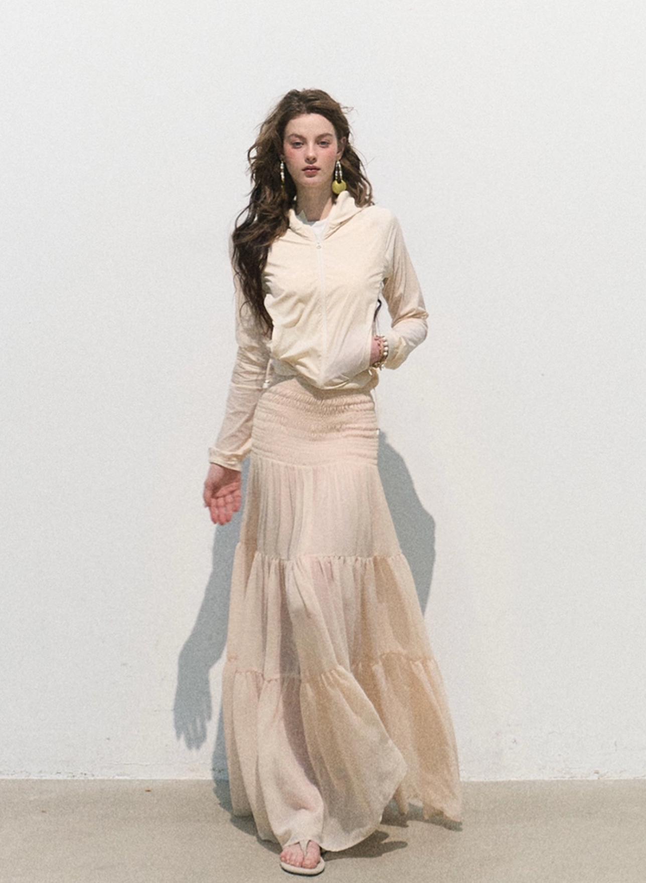 OAKMOO "Her Skirt" - Thick pleated A-line dress, pink chiffon summer midi dress.