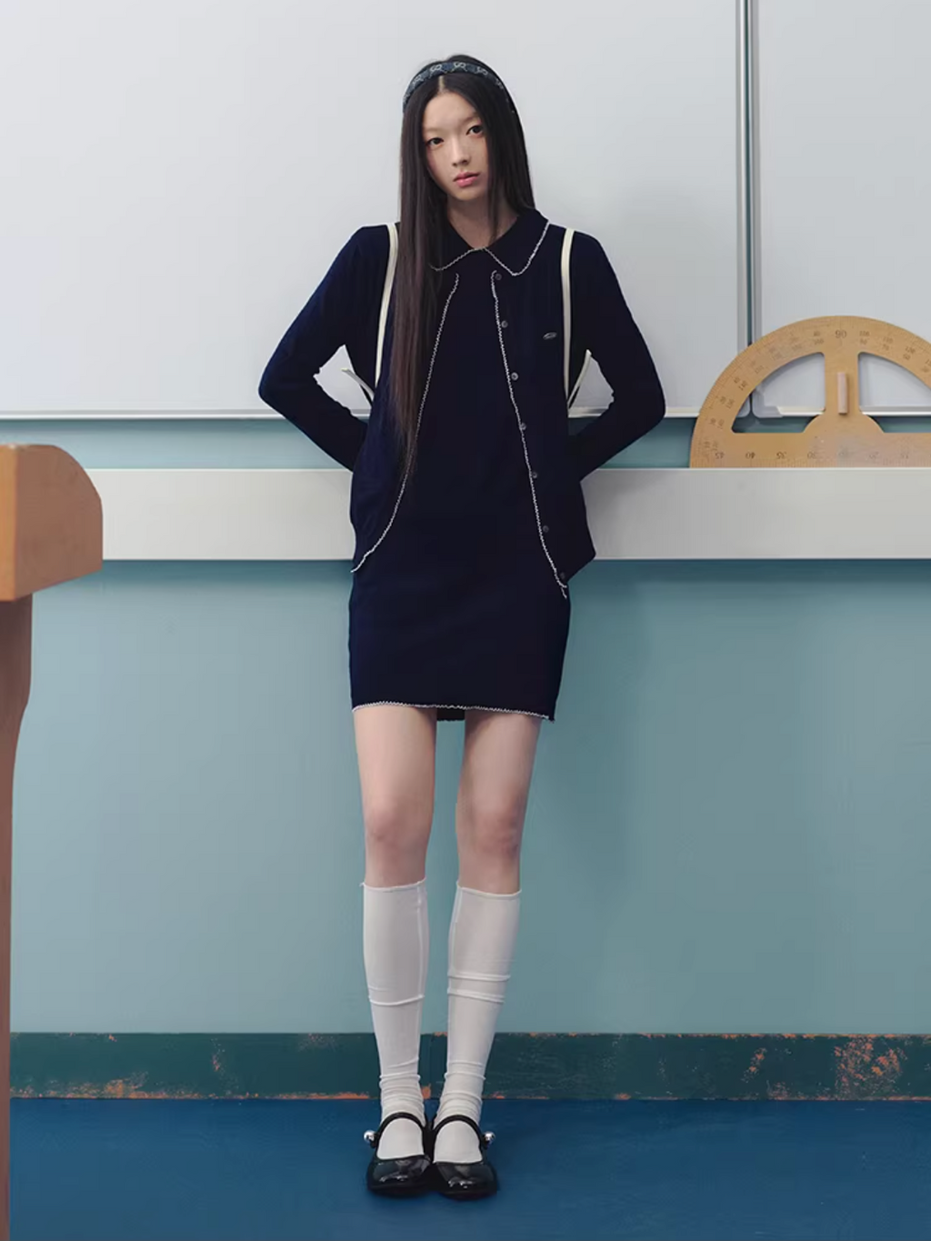 LaluneDuCiel Women's outfit includes knitted floral cardigan, short sleeves and knee-length skirt, French style