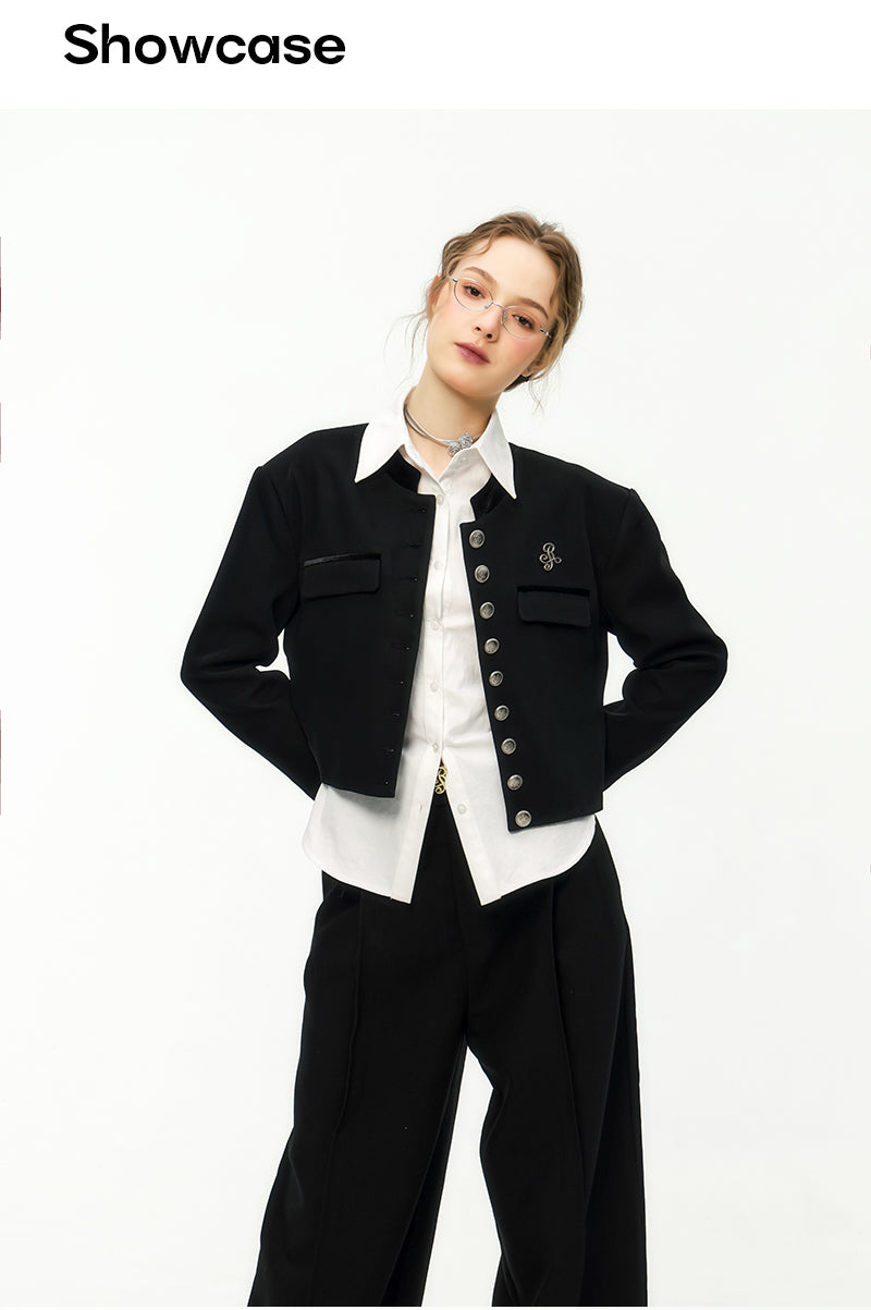 Genuine IKyou high-end black jacket for women spring, new style, IKYOU short slim vest