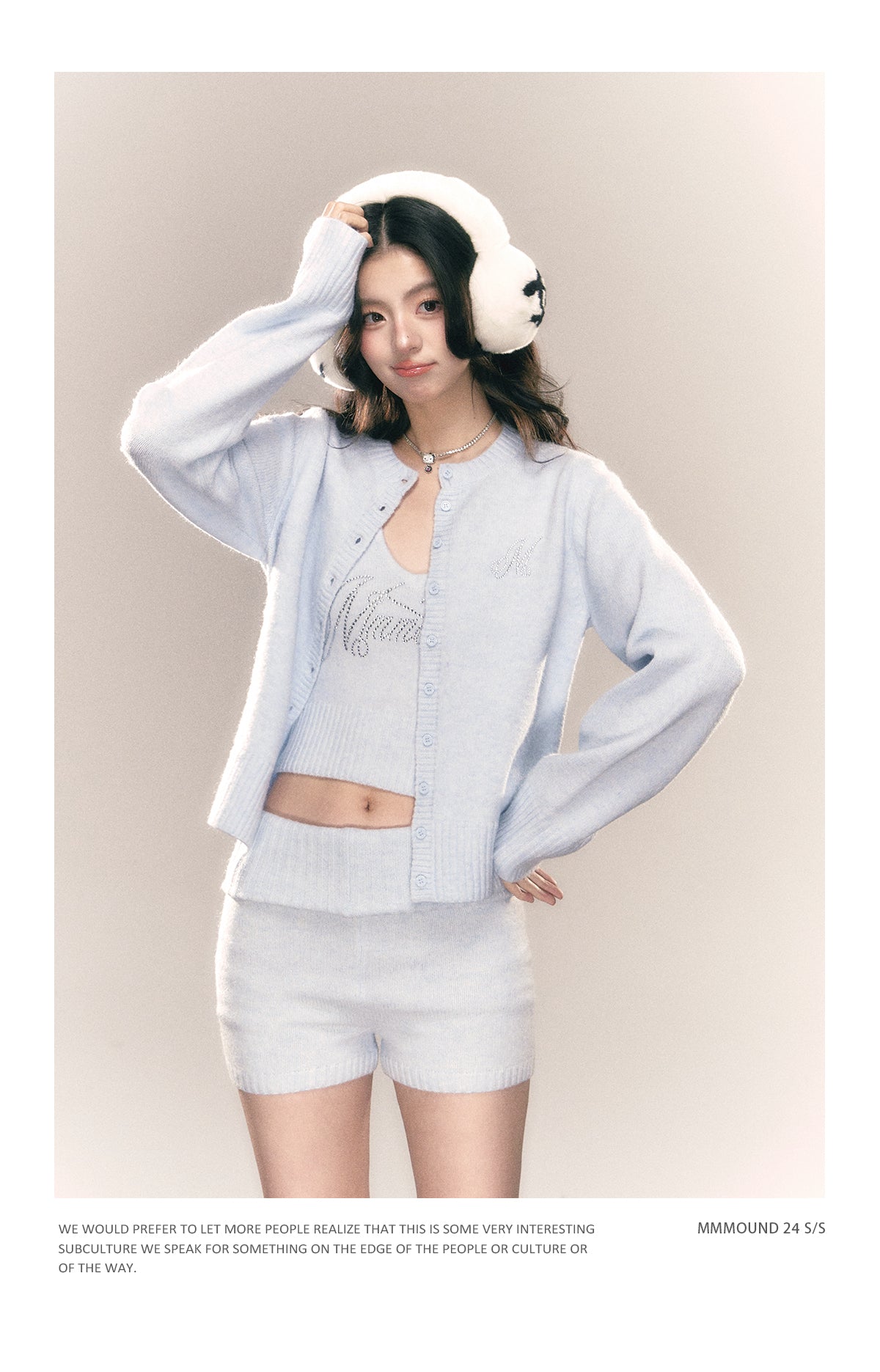 MMMOUND women's round neck cardigan and new vest shorts for spring