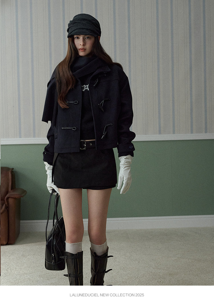 Women's Retro Versatile Suede Belted Mini Skirt Autumn Casual Dress Maillard Lalune Duciel