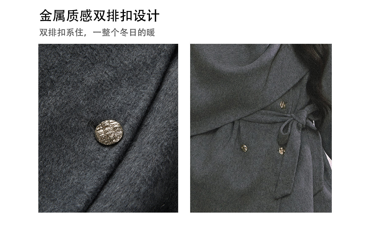 SHAOYEYAN Aomalm women's "Winter Balthore" French style English wool coat, loose double-sided wool coat.