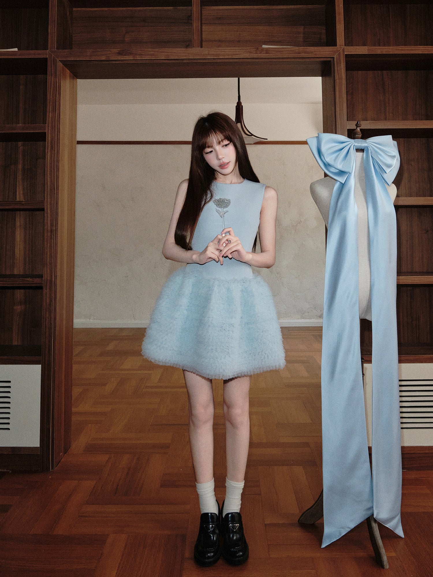 Avenement Blue Layered Tutu Birthday Short Mesh Dress