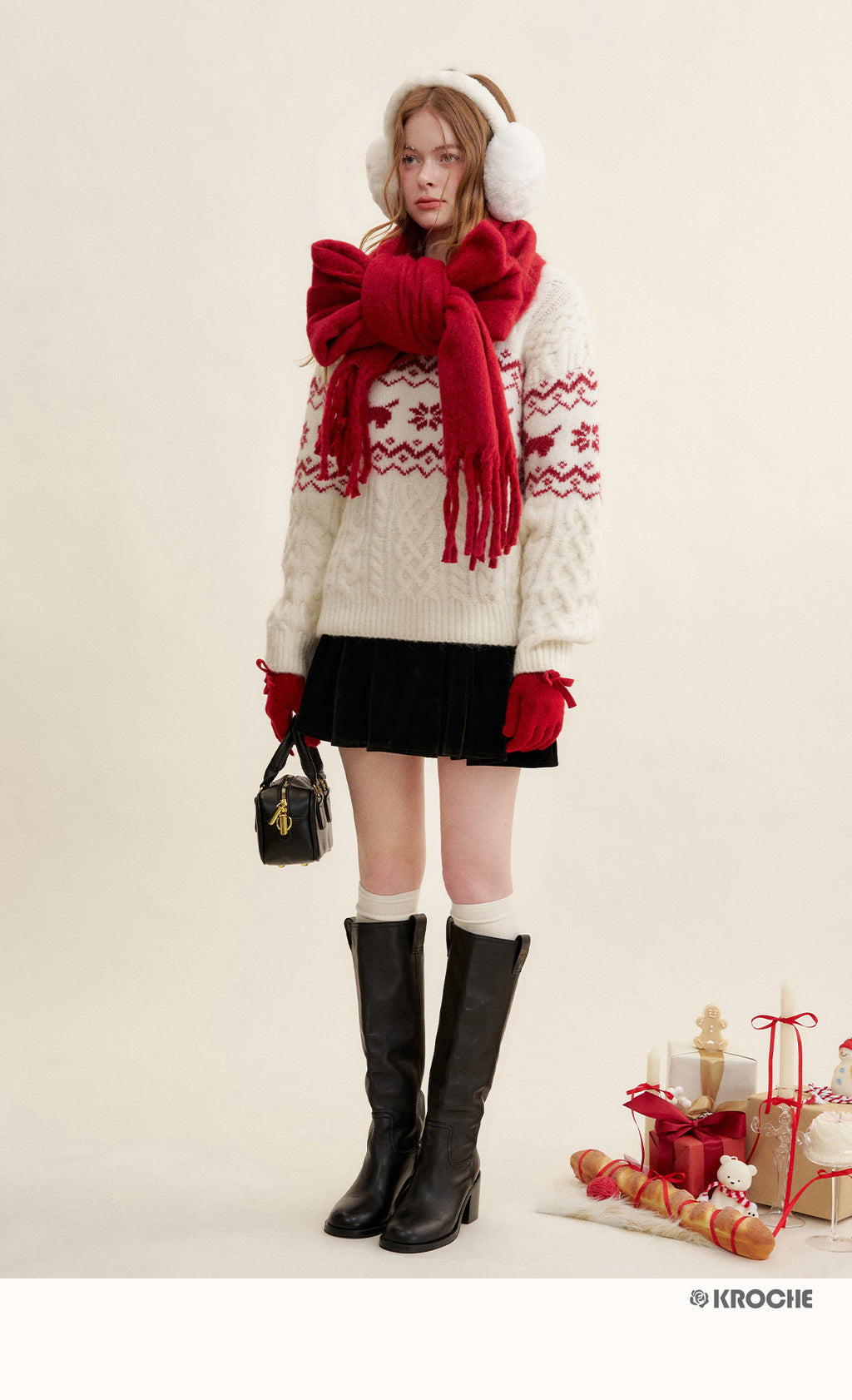 KROCHE Kroche Fair Isle Color Block Knit Crewneck Sweater by Zhao Jinmai