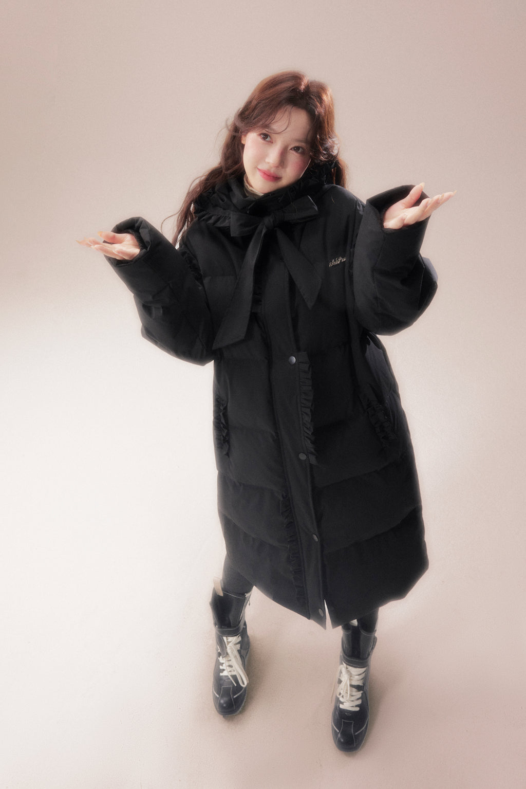 AORAA【極寒シリーズ】「雪国のあったか冬」オリジナルデザイン レーストリム付き防水ロングダウンジャケット第3世代