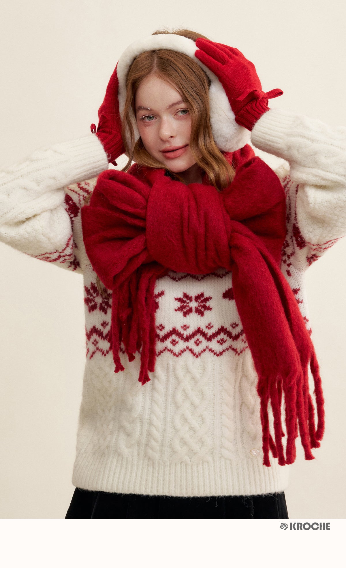 KROCHE Kroche Fair Isle Color Block Knit Crewneck Sweater by Zhao Jinmai