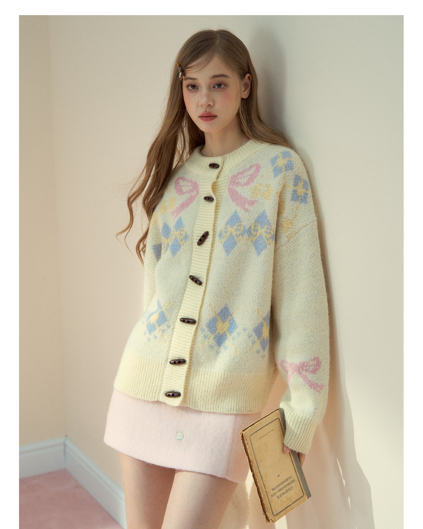 SunsetPark Women's "Warm bow fair ísle" Classic Button-Down Wool Coat