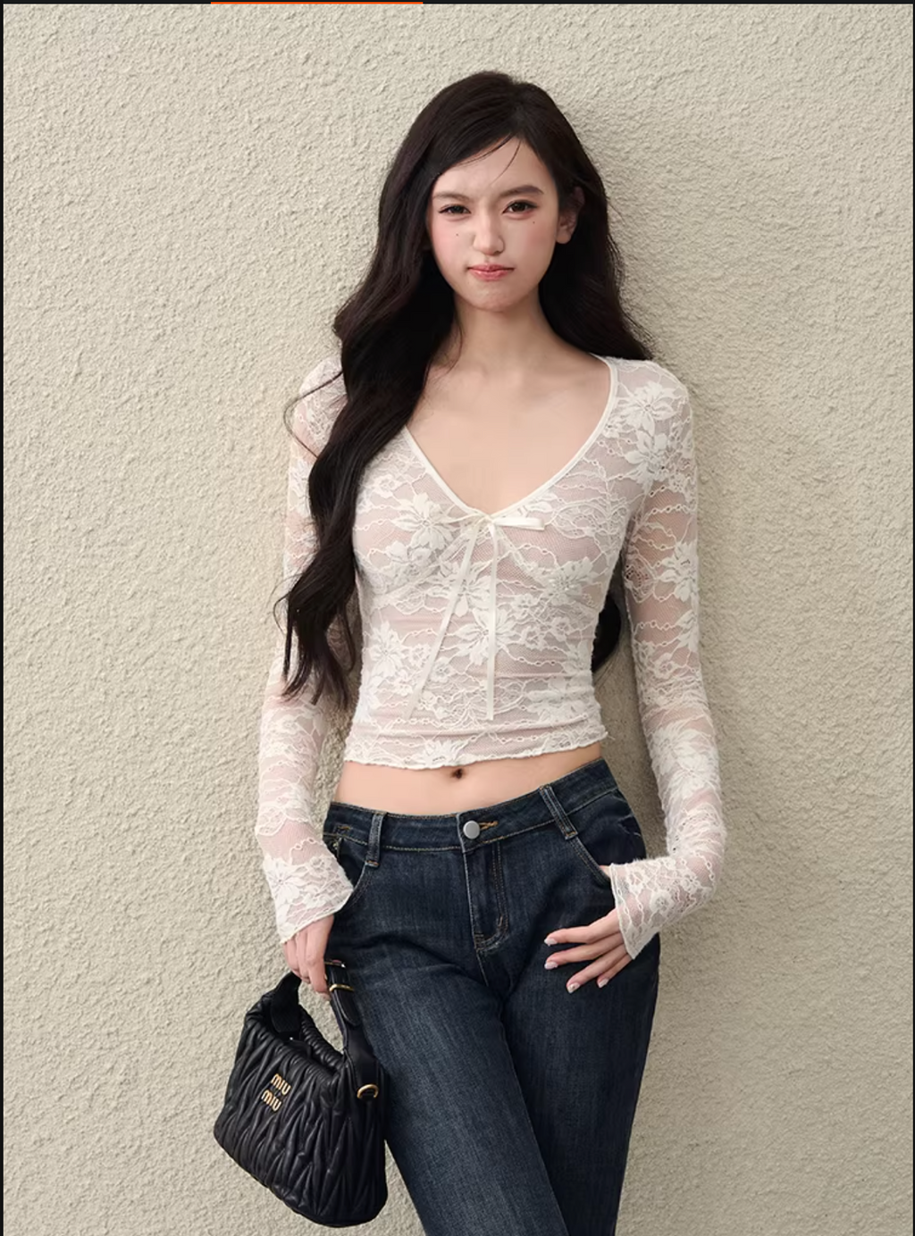 OIOIESSE Women's sexy and innocent lace tie top, stretchy white mesh material, inner lining