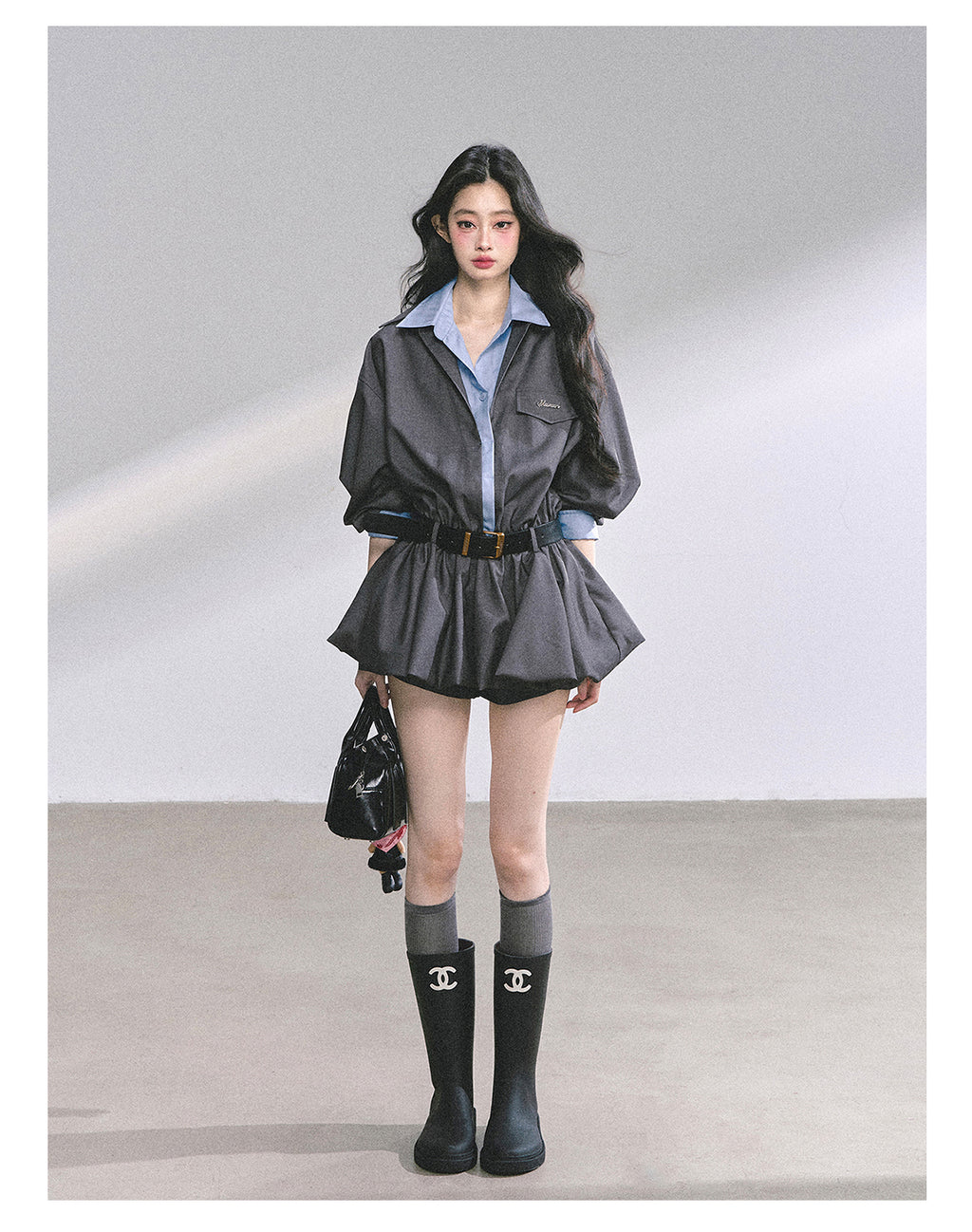 SHAOYEYAN Hepburn style shirt dress with shorts for women autumn waist hugging short skirt bright student style