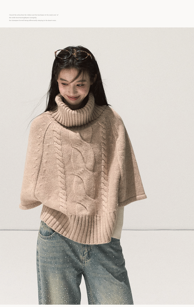 Oakmoo "Full Moon Changes" Thick Rope Knit Sweater