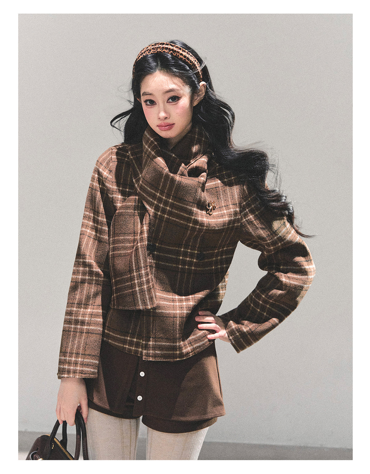 SHAOYEYAN Aomalm Women's "Twilight Forest" High-end Wool Coat, giving off a refined, luxurious feel, perfect for a wealthy heiress. Double-sided wool coat.