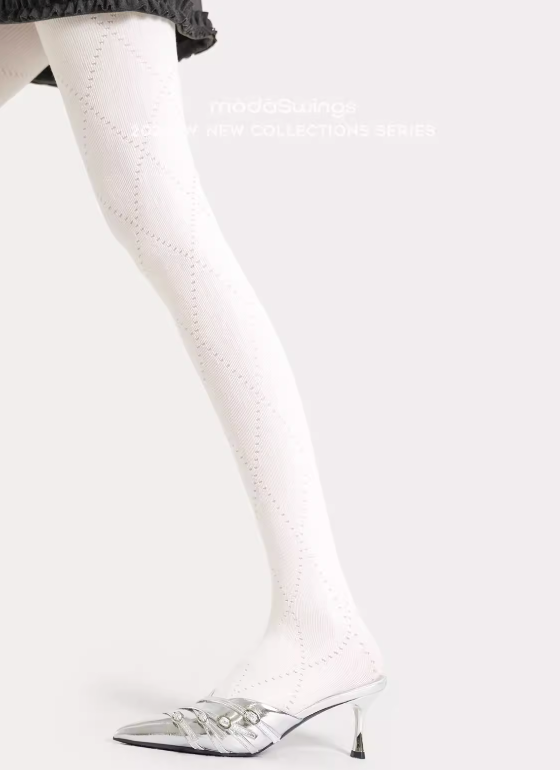 MODASWING ModaSwings women's tights in classic brown, diamond pattern, preppy style, plain cotton, gray.