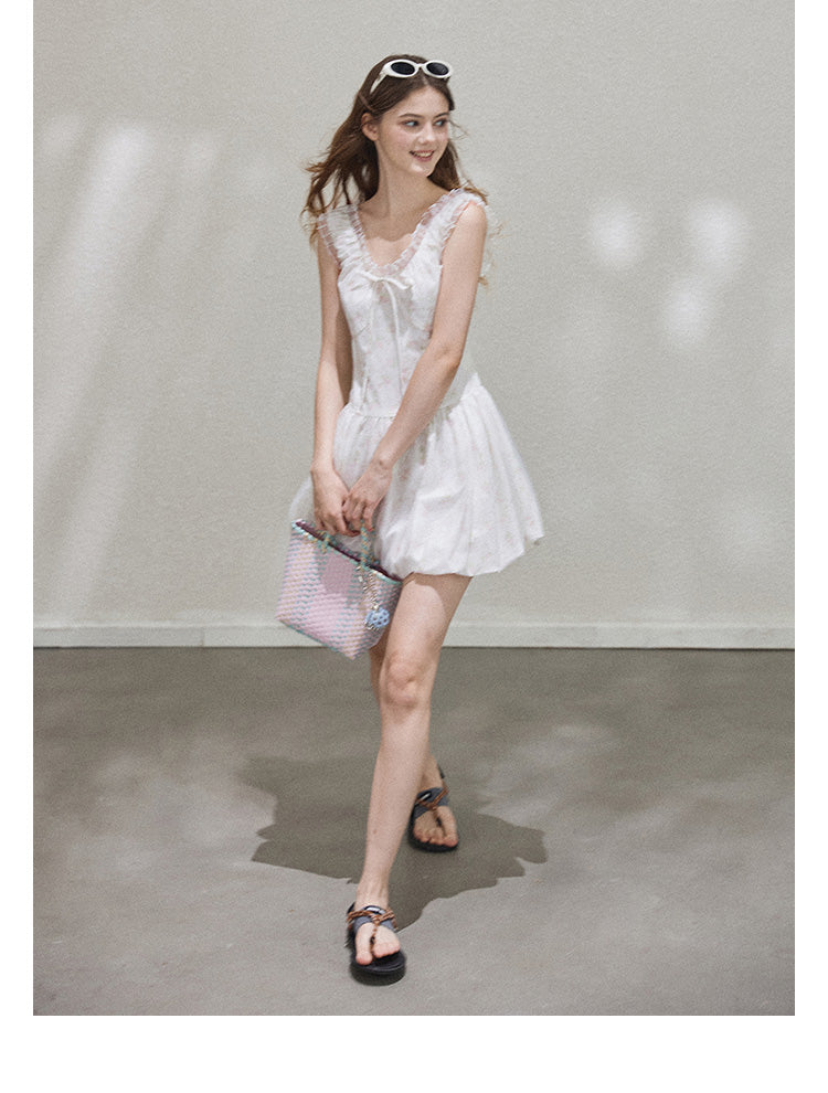 "Misty Summer" Sleeveless floral dress for women, Callmelater floral lace tutu dress