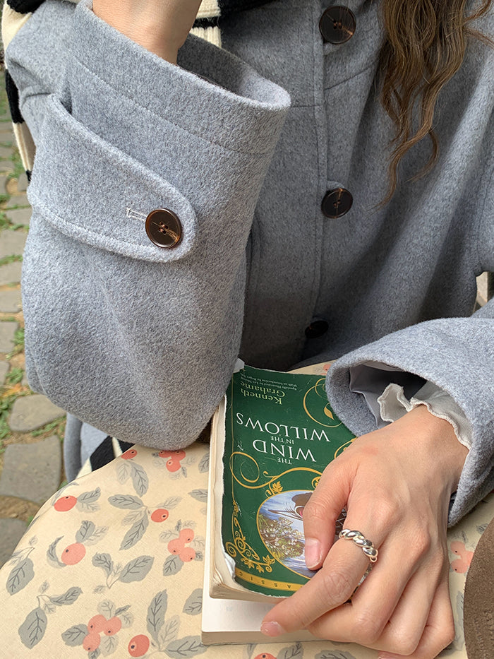 RAINY Women's Classic Single Breasted Hooded Wool Coat, Winter Design, Classic Style, Loose Fit, Versatile Wool Coat