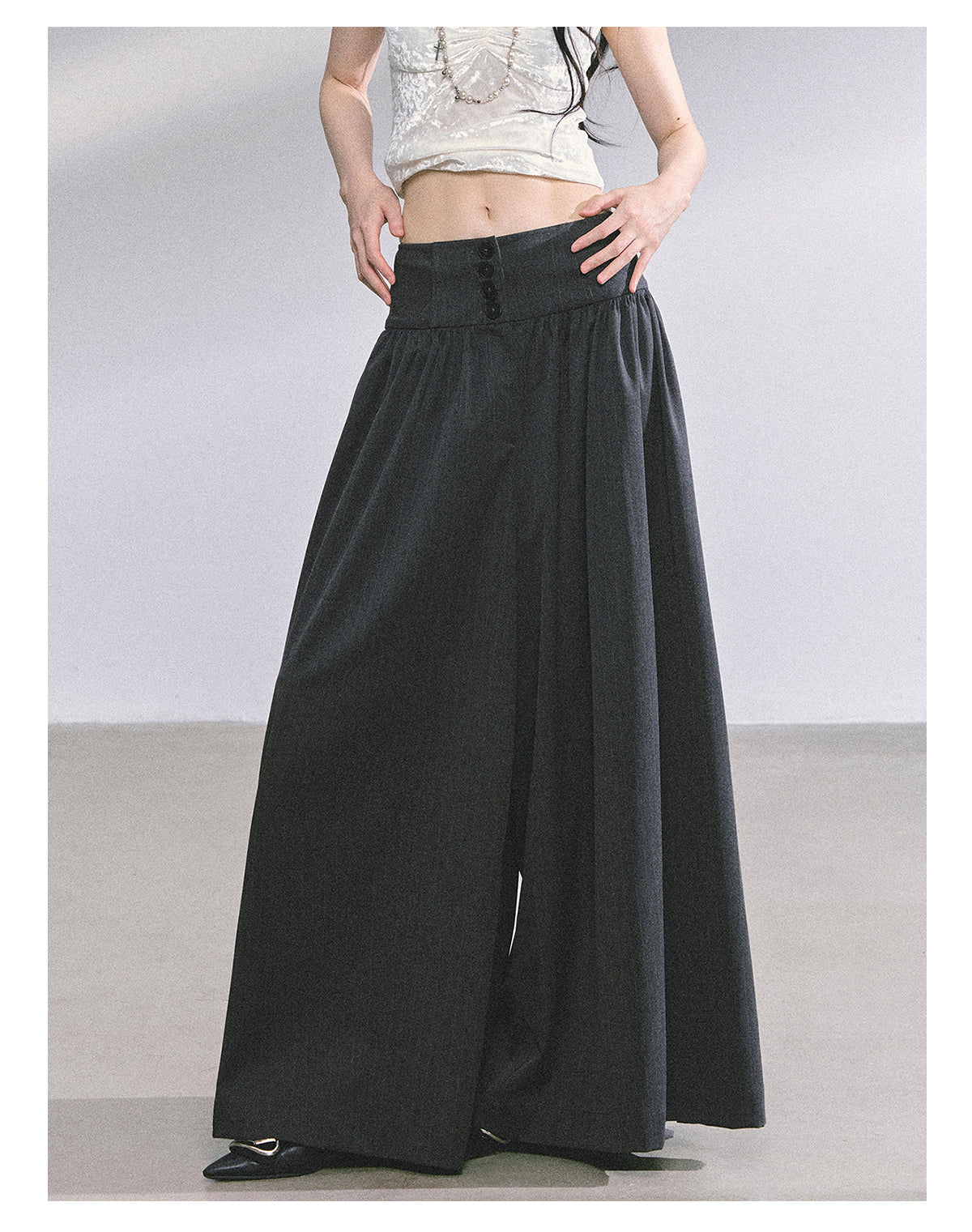 SHAOYEYAN Korean style comfortable wide leg pants for young women, loose straight leg pants, slim fit, gray long pants.