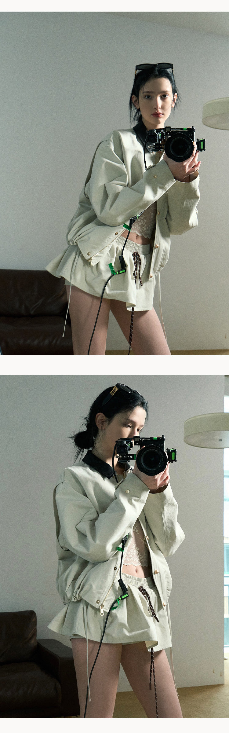 OAKMOO Multi-color stretch mini dress, drawstring, tulip skirt shape, "Lemon Scent" skirt shape, slimming and lengthening legs