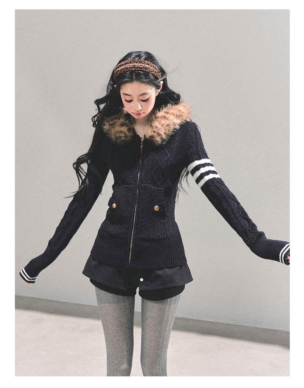 SHAOYEYAN "Only she wentby" - Women's winter American style hooded long sleeve cardigan sweater