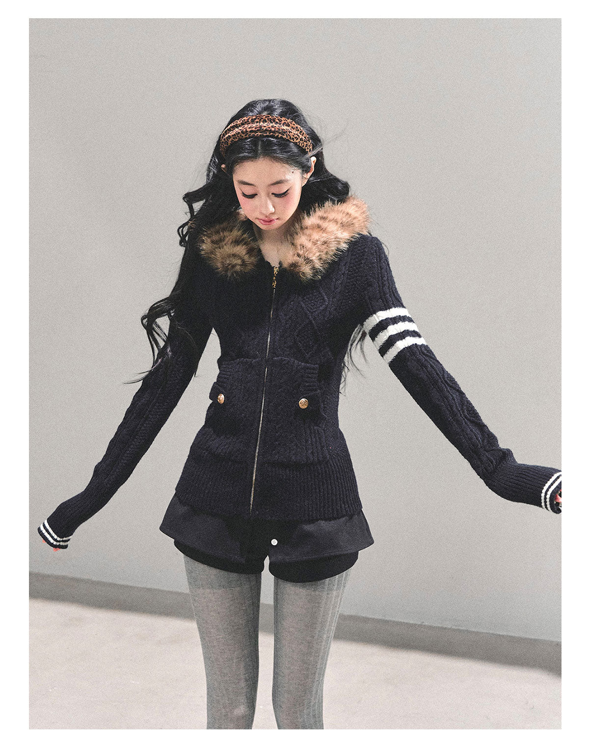 SHAOYEYAN "Only she wentby" - Women's winter American style hooded long sleeve cardigan sweater