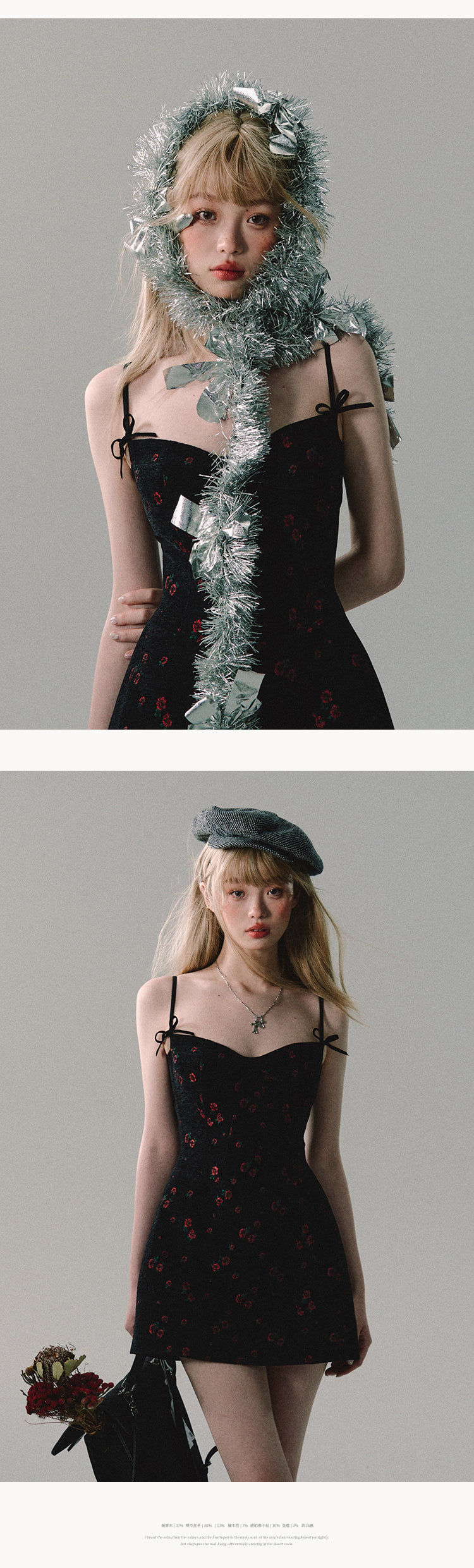 Women's Cherry Floral Short Dress, French Floral Petticoat, Spring Women's Short Dress "Honeysuckle Elixir" Oakmoo