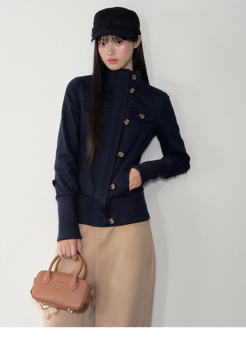Soote Season Korean Style Turtleneck Zipper Slim Fit Jacket