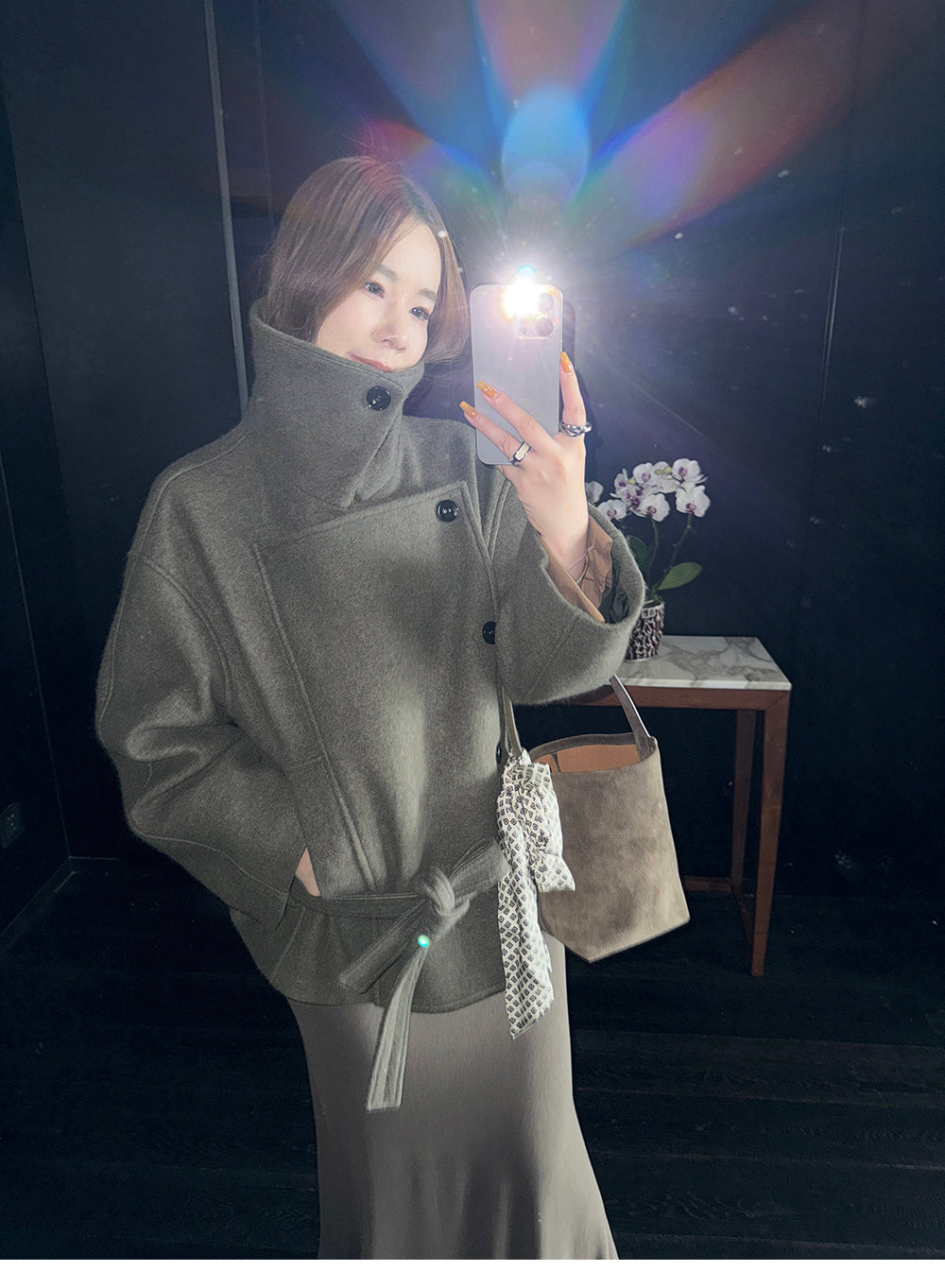 XZICHIC continues the classic style of Kim Min-hee wool coat, women's winter coat, size 57 (wool and alpaca wool).